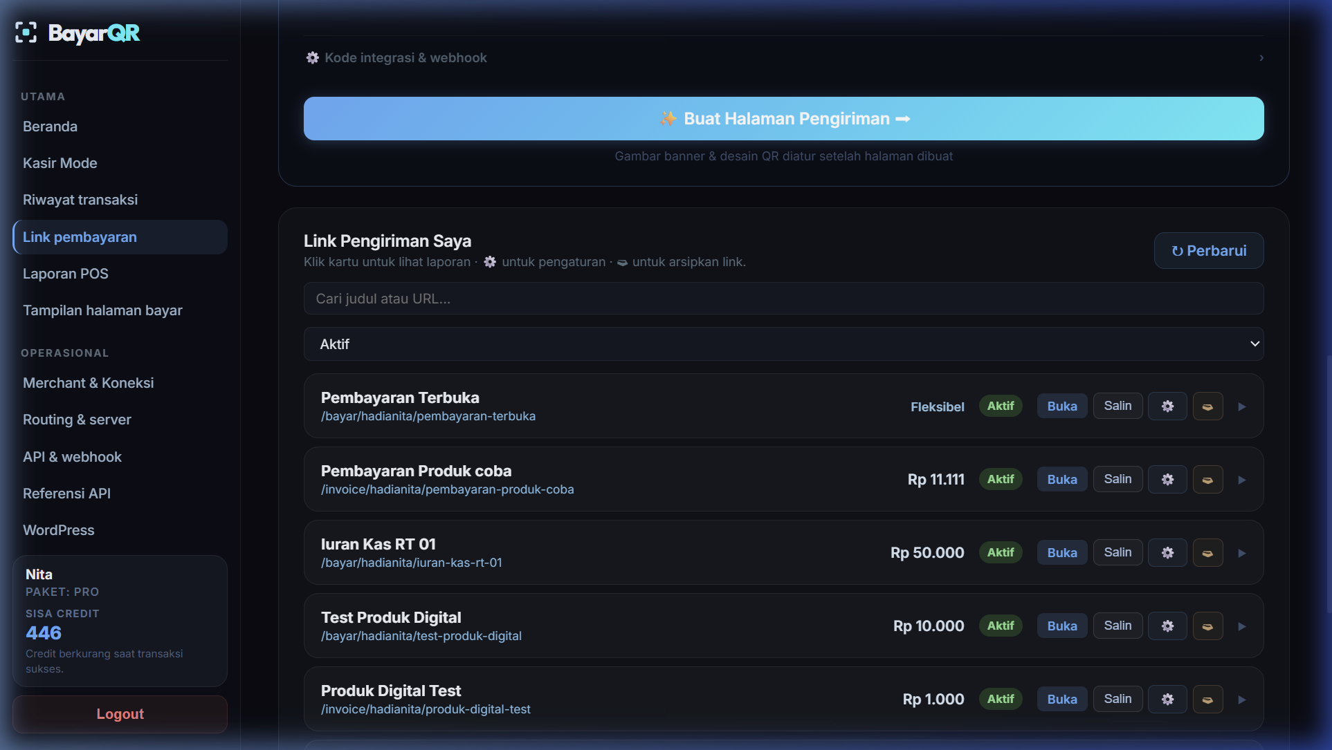 Payment Link Manager BayarQR